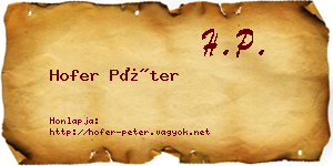 Hofer Péter névjegykártya